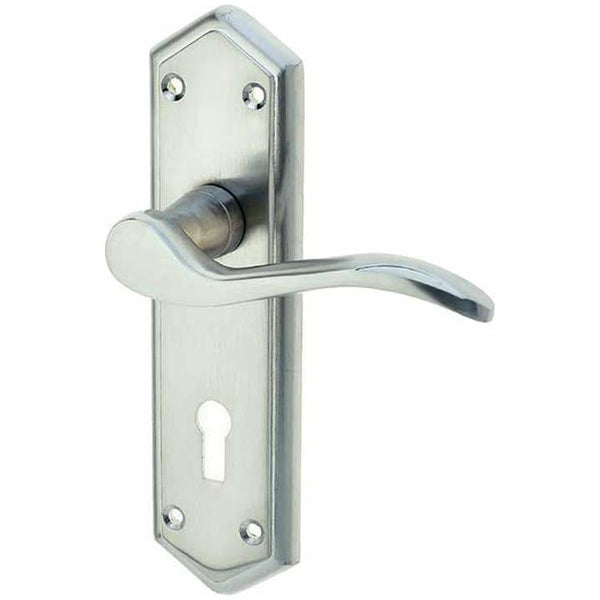 Frelan - Paris Door Handles On Backplate - Lever Lock - Satin Chrome - JV280SC - Choice Handles