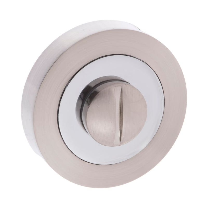 Atlantic Mediterranean WC Turn and Release on Round Rose - Satin Nickel/Polished Chrome - MWCSNCP - Choice Handles
