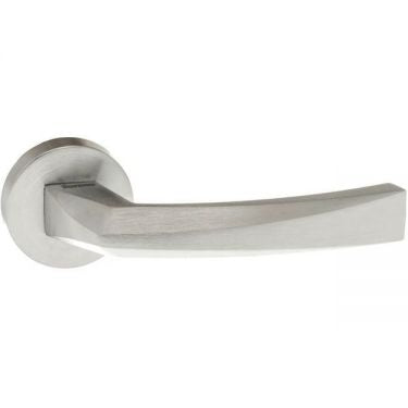 Atlantic - Forme Crystal Designer Lever on Minimal Round Rose - Satin Chrome - FMR268SC - Choice Handles