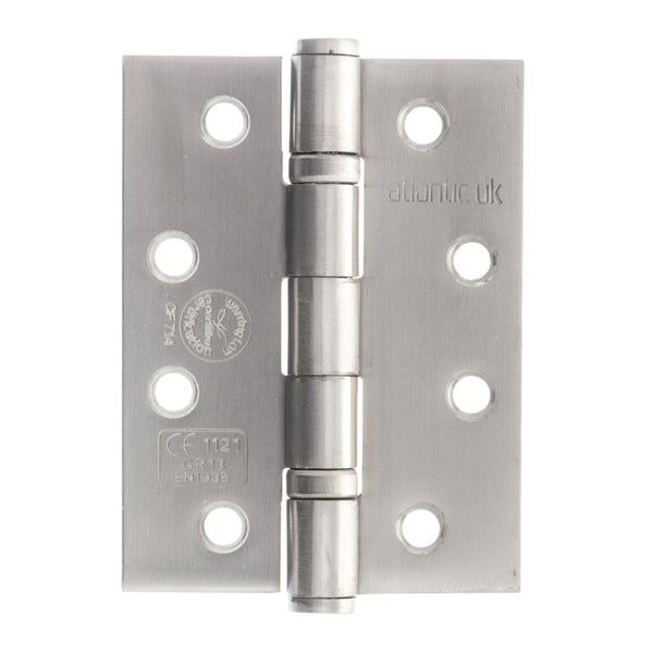 Atlantic Ball Bearing Hinges Grade 13 Fire Rated 4" x 3" x 3mm - Satin Stainless Steel - AH1433SSS - Pair - Choice Handles