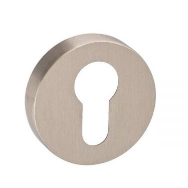 Atlantic Forme Euro Escutcheon on Minimal Round Rose - Satin Nickel - FMRESN - Choice Handles