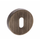 Atlantic Forme Key Escutcheon on Minimal Round Rose - Urban Bronze - FMRKUB - Choice Handles