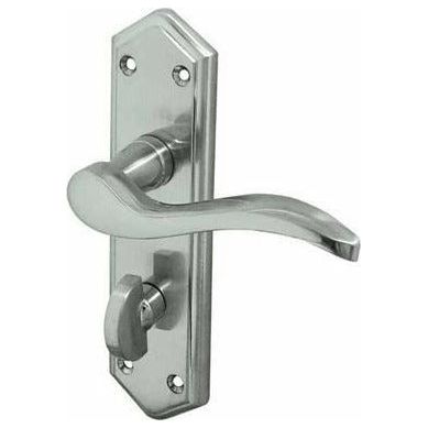 Frelan - Paris Door Handles On Backplate - Bathroom - Satin Chrome - JV283SC - Choice Handles