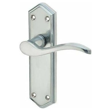 Frelan - Paris Door Handles On Backplate - Latch - Satin Chrome - JV281SC - Choice Handles