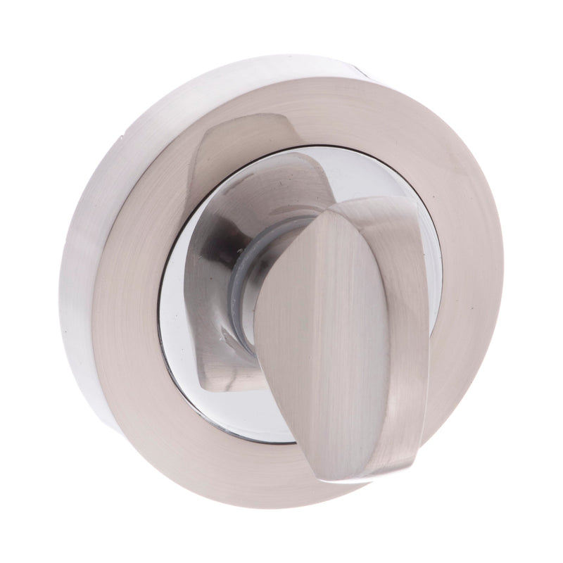 Atlantic Mediterranean WC Turn and Release on Round Rose - Satin Nickel/Polished Chrome - MWCSNCP - Choice Handles