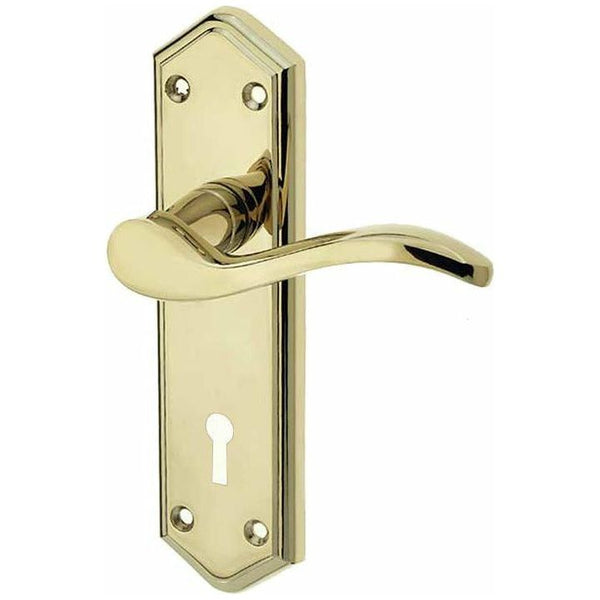 Frelan - Paris Door Handles On Backplate - Lever Lock - PVD Brass - JV280PVD - Choice Handles