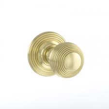 Atlantic Old English Ripon Solid Brass Reeded Mortice Knob on Concealed Fix Rose - Polished Brass - OE50RMKPB - Choice Handles