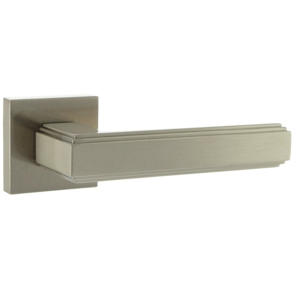 Atlantic - Forme Alila Designer Lever on Minimal Square Rose - Satin Nickel - FMS293SN - Choice Handles