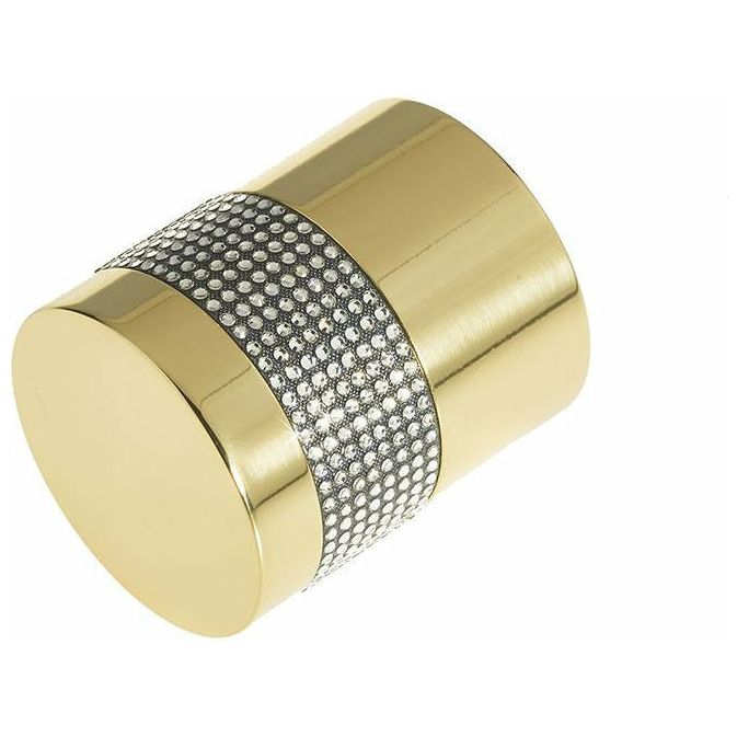 Swarovski Crystal Cylindrical Mortice Furniture - Polished Brass - 2012PB-BLACK - Choice Handles