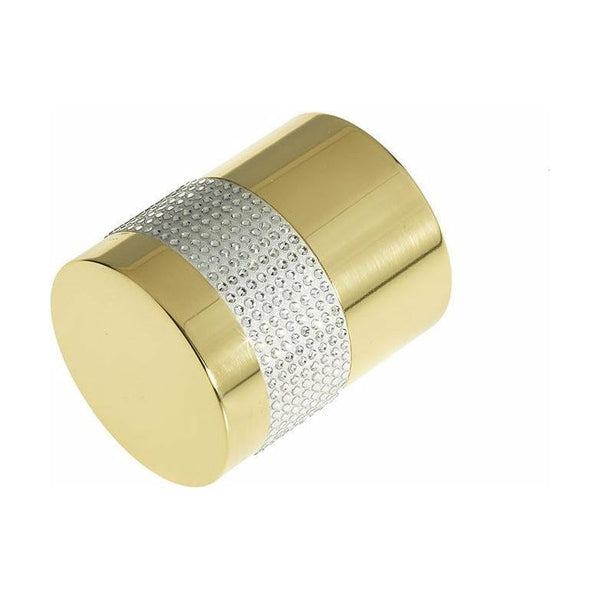 Swarovski Crystal Cylindrical Mortice Furniture - Polished Brass - 2012PB-SILVER - Choice Handles