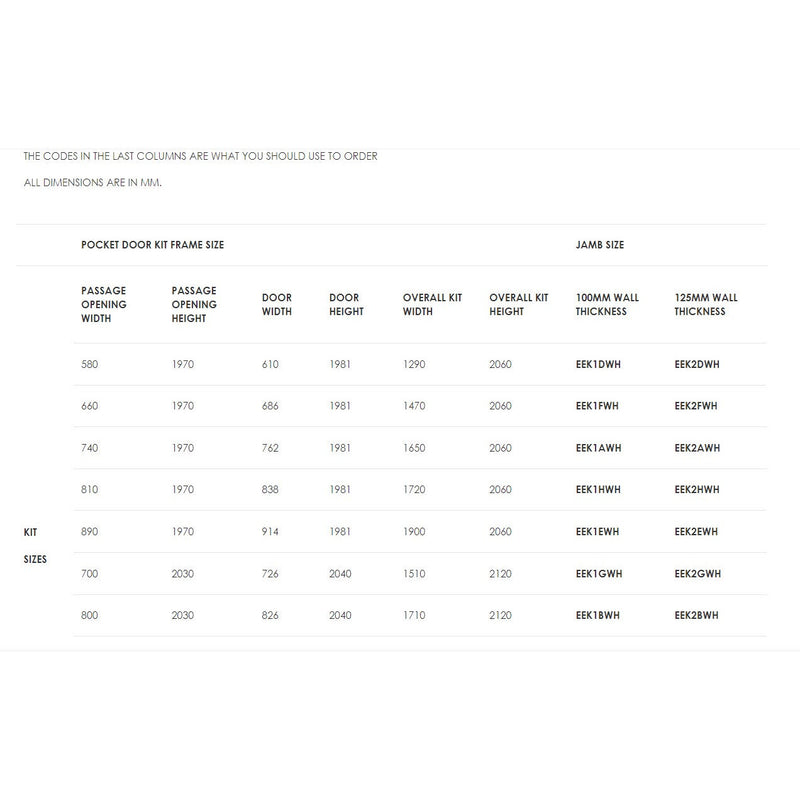 Ermetika EvoKit Single Pocket Door System 726x2040 Door 125mm WT - White - EEK2AWH - Choice Handles