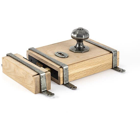 From The Anvil - Oak Box Lock & Octagonal Knob Set - Pewter Patina - 33004 - Choice Handles