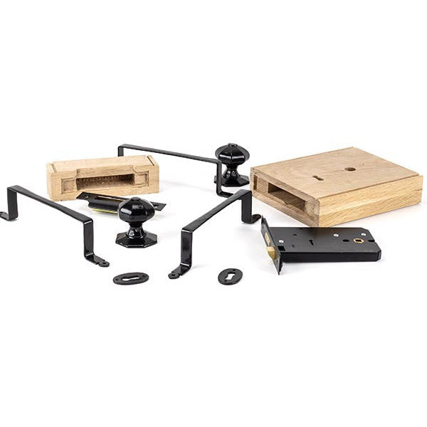 From The Anvil - Oak Box Lock & Octagonal Knob Set - Black - 33005 - Choice Handles