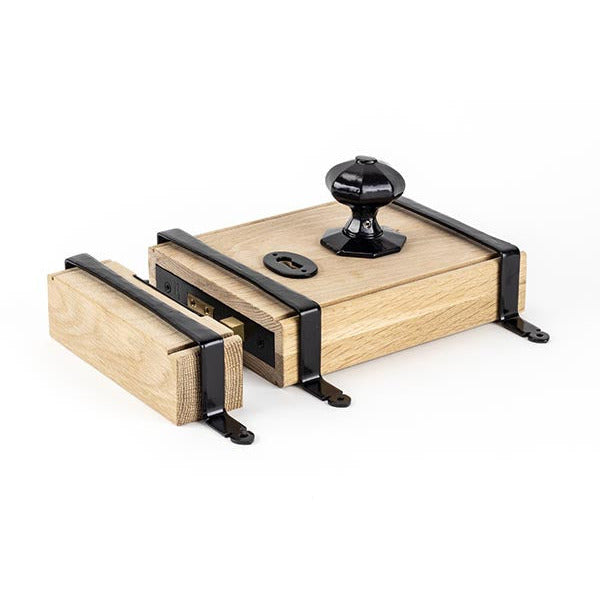 From The Anvil - Oak Box Lock & Octagonal Knob Set - Black - 33005 - Choice Handles