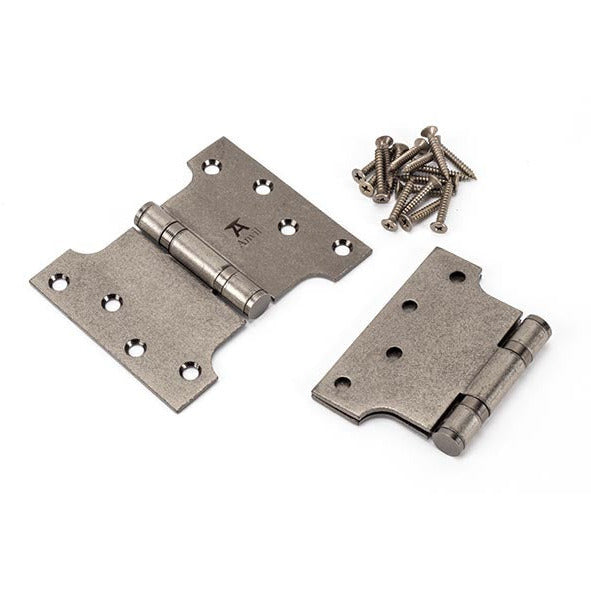 From The Anvil - 4" x 3" x 5" Parliament Hinge (pair) ss - Pewter Patina - 33046 - Choice Handles