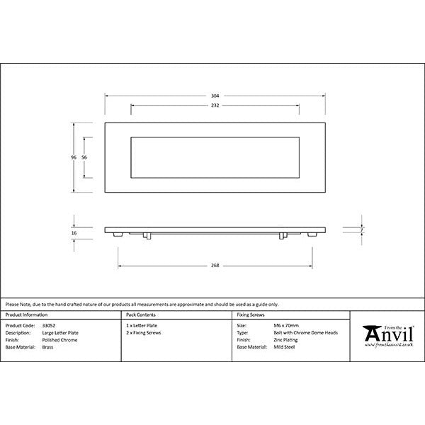 From The Anvil - Large Letter Plate - Polished Chrome - 33052 - Choice Handles