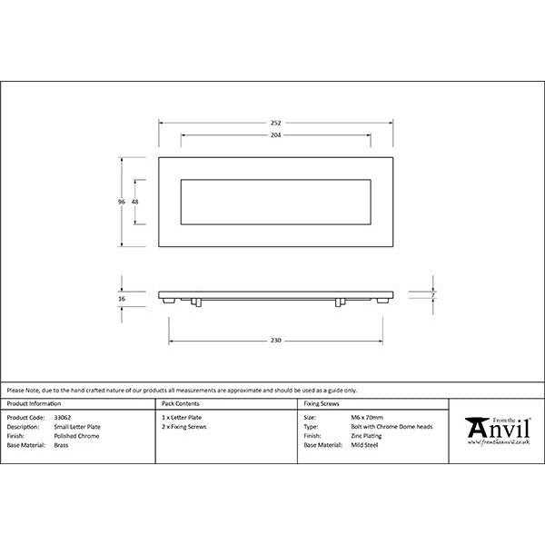 From The Anvil - Small Letter Plate - Polished Chrome - 33062 - Choice Handles