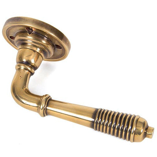 From The Anvil - Reeded Lever On Rose - Aged Brass - 33087 - Choice Handles