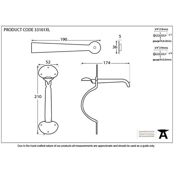 From The Anvil - Medium Bean Thumblatch - XL - Beeswax - 33101XL - Choice Handles