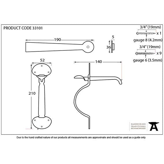 From The Anvil - Medium Bean Thumblatch - Beeswax - 33101 - Choice Handles