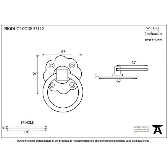 From The Anvil - Ring Turn Handle Set - Beeswax - 33112 - Choice Handles