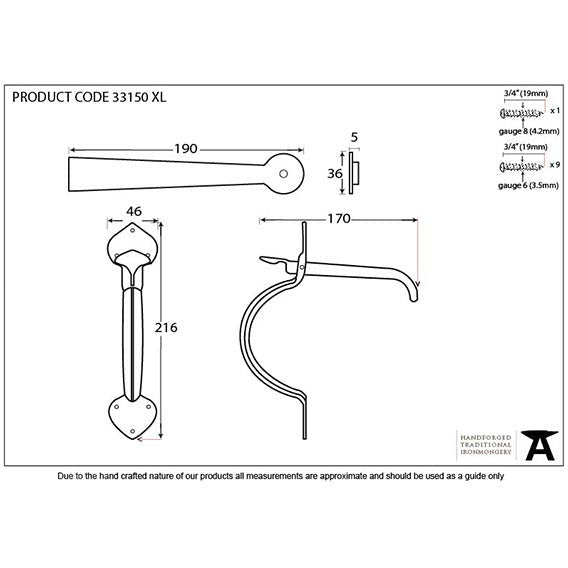 From The Anvil - Gothic Thumblatch - XL - Beeswax - 33150XL - Choice Handles