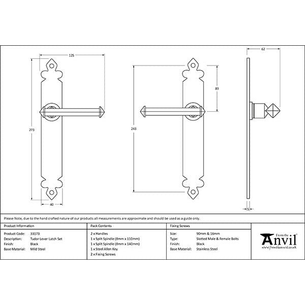From The Anvil - Tudor Lever Latch Set - Black - 33173 - Choice Handles