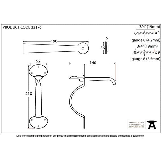 From The Anvil - Medium Bean Thumblatch - Black - 33176 - Choice Handles