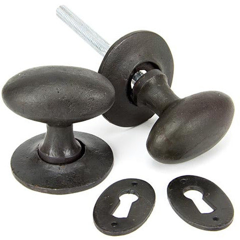 From The Anvil - Oval Mortice/Rim Knob Set - Beeswax - 33229 - Choice Handles