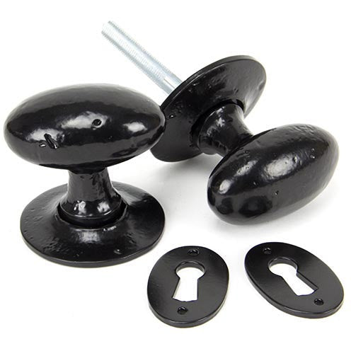 From The Anvil - Oval Mortice/Rim Knob Set - Black - 33251 - Choice Handles