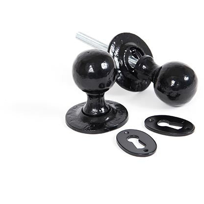 From The Anvil - Round Mortice/Rim Knob Set - Black - 33252 - Choice Handles