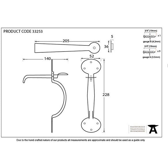 From The Anvil - Heavy Bean Thumblatch - Black - 33253 - Choice Handles