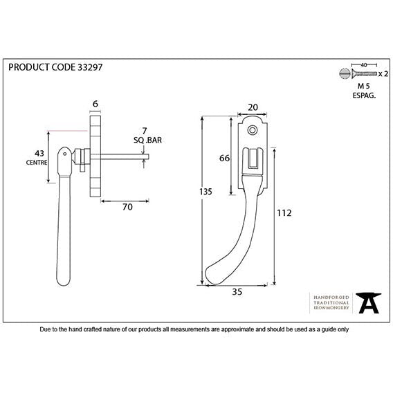 From The Anvil - Locking Peardrop Espag - LH - Black - 33297 - Choice Handles