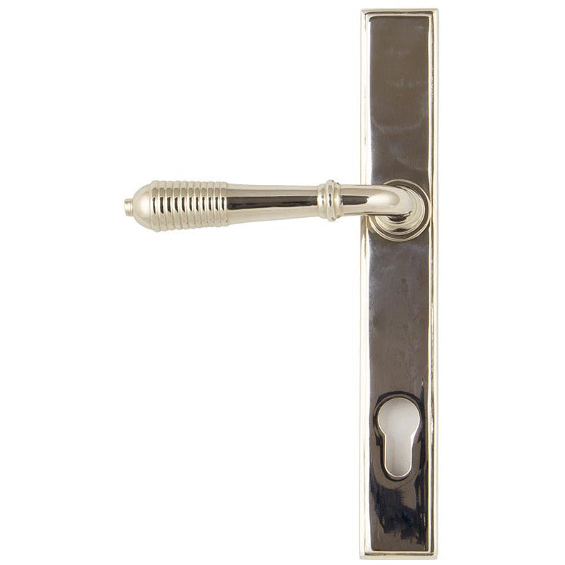 From The Anvil - Reeded Slimline Lever Espag. Lock Set - Polished Nickel - 33316 - Choice Handles