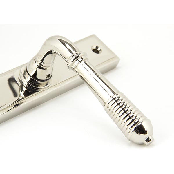 From The Anvil - Reeded Slimline Lever Espag. Lock Set - Polished Nickel - 33316 - Choice Handles