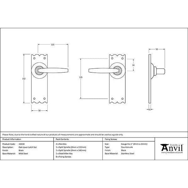 From The Anvil - Oak Lever Latch Set - Black - 33318 - Choice Handles