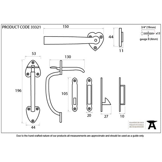 From The Anvil - Cast Thumblatch Set with Chain - Black - 33321 - Choice Handles