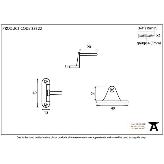 From The Anvil - Cranked Casement Stay Pin - Pewter Patina - 33322 - Choice Handles