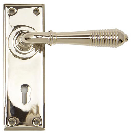 From The Anvil - Reeded Lever Lock Set - Polished Nickel - 33324 - Choice Handles