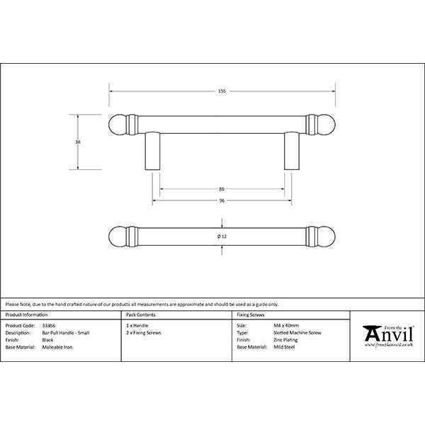 From The Anvil - 156mm Bar Pull Handle - Black - 33356 - Choice Handles