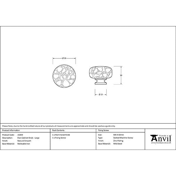 From The Anvil - Elan Cabinet Knob - Large - Natural Smooth - 33359 - Choice Handles