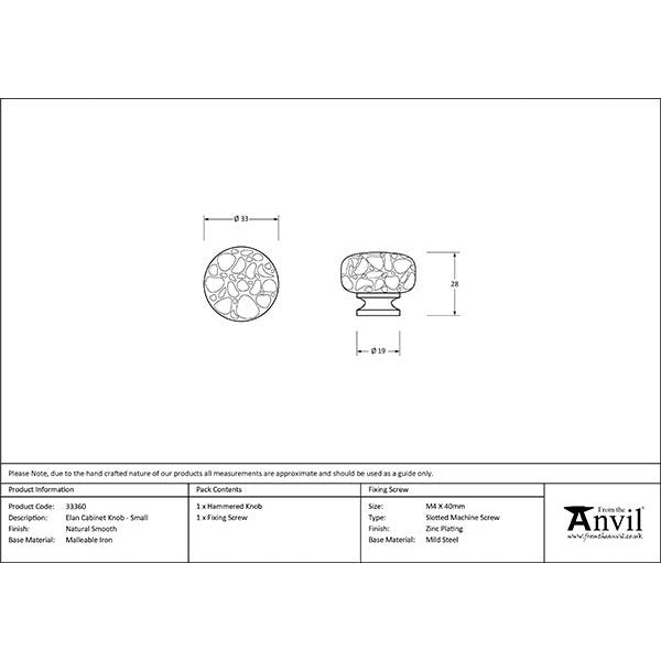 From The Anvil - Elan Cabinet Knob - Small - Natural Smooth - 33360 - Choice Handles