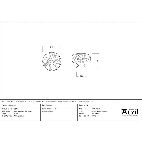 From The Anvil - Cabinet Knob - Large - Black - 33363 - Choice Handles
