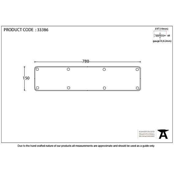 From The Anvil - 780mm x 150mm Kick Plate - Pewter Patina - 33386 - Choice Handles