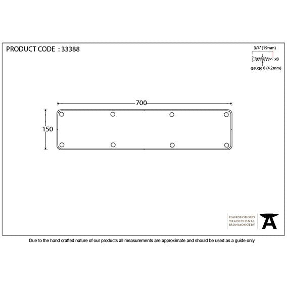 From The Anvil - 700mm x 150mm Kick Plate - Pewter Patina - 33388 - Choice Handles