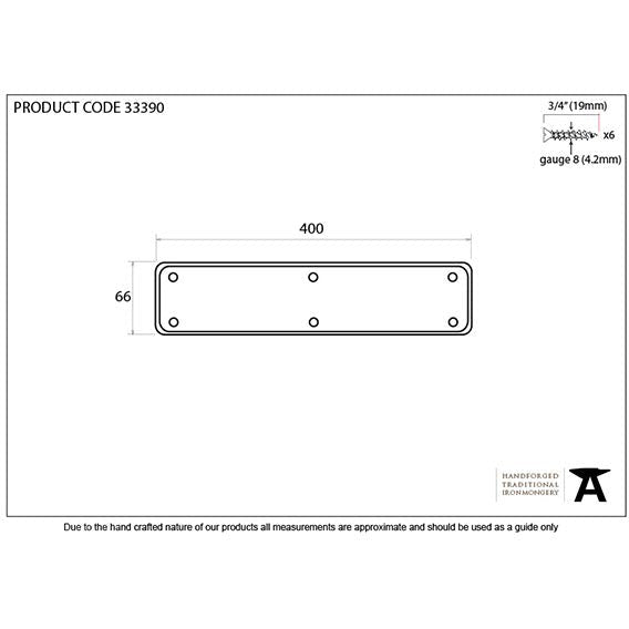 From The Anvil - 400mm Plain Fingerplate - Pewter Patina - 33390 - Choice Handles