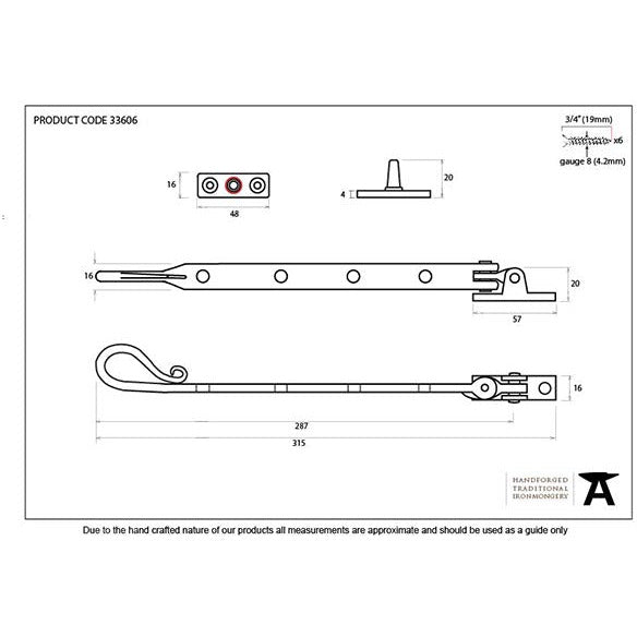 From The Anvil - 10" Shepherd's Crook Stay - Pewter Patina - 33606 - Choice Handles