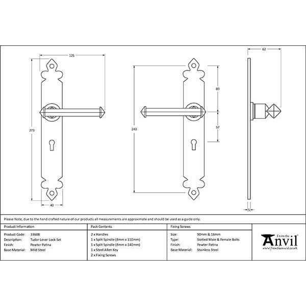 From The Anvil - Tudor Lever Lock Set - Pewter Patina - 33608 - Choice Handles