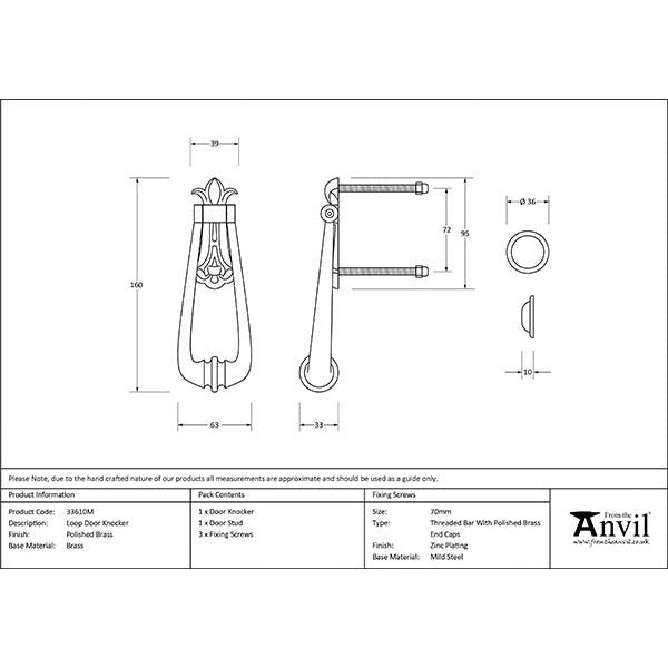 From The Anvil - Loop Door Knocker - Polished Brass - 33610M - Choice Handles