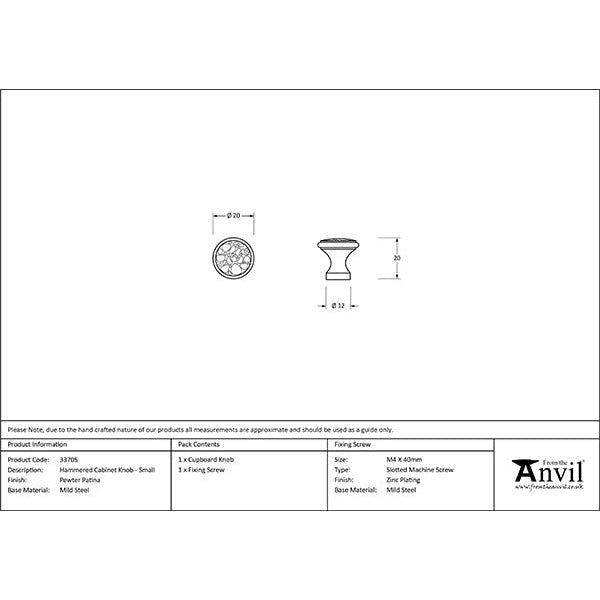 From The Anvil - Hammered Cabinet Knob - Small - Pewter Patina - 33705 - Choice Handles